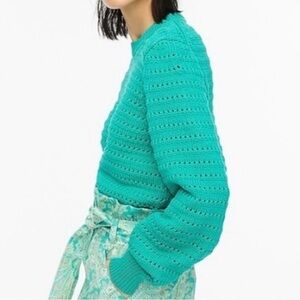 J Crew Green Bell Sleeve Pullover Crewneck Sweater NWT Women’s Size Large